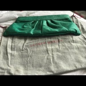 Lauren Merkin Eve Clutch.  Sparkly green linen!!!!